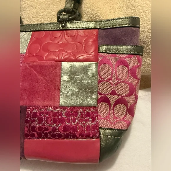 Coach Patchwork Tote in Pink, Magenta & Silver - Picture 5 of 13